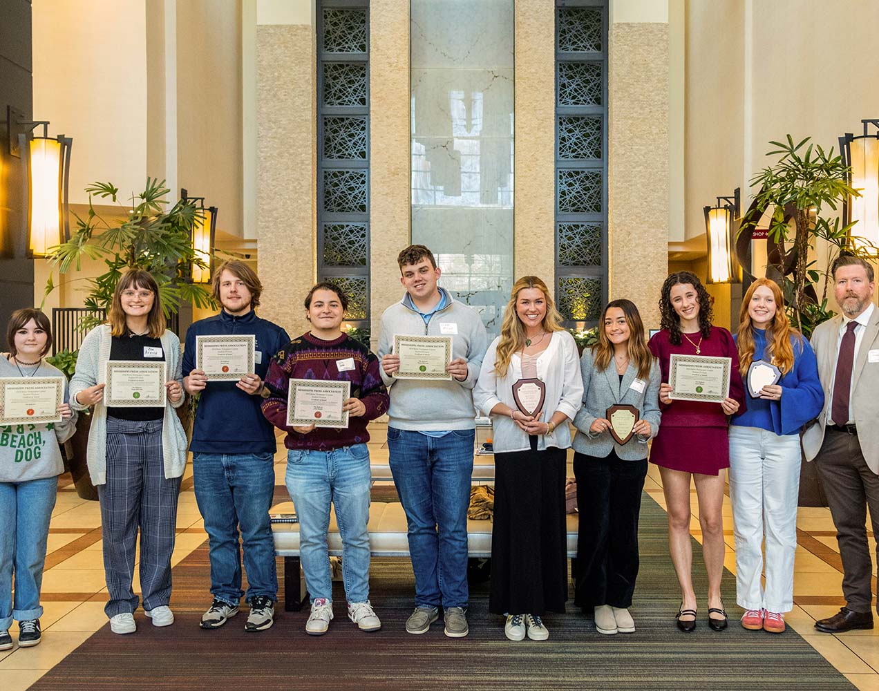 Reflector student group photo with awards at MPA.